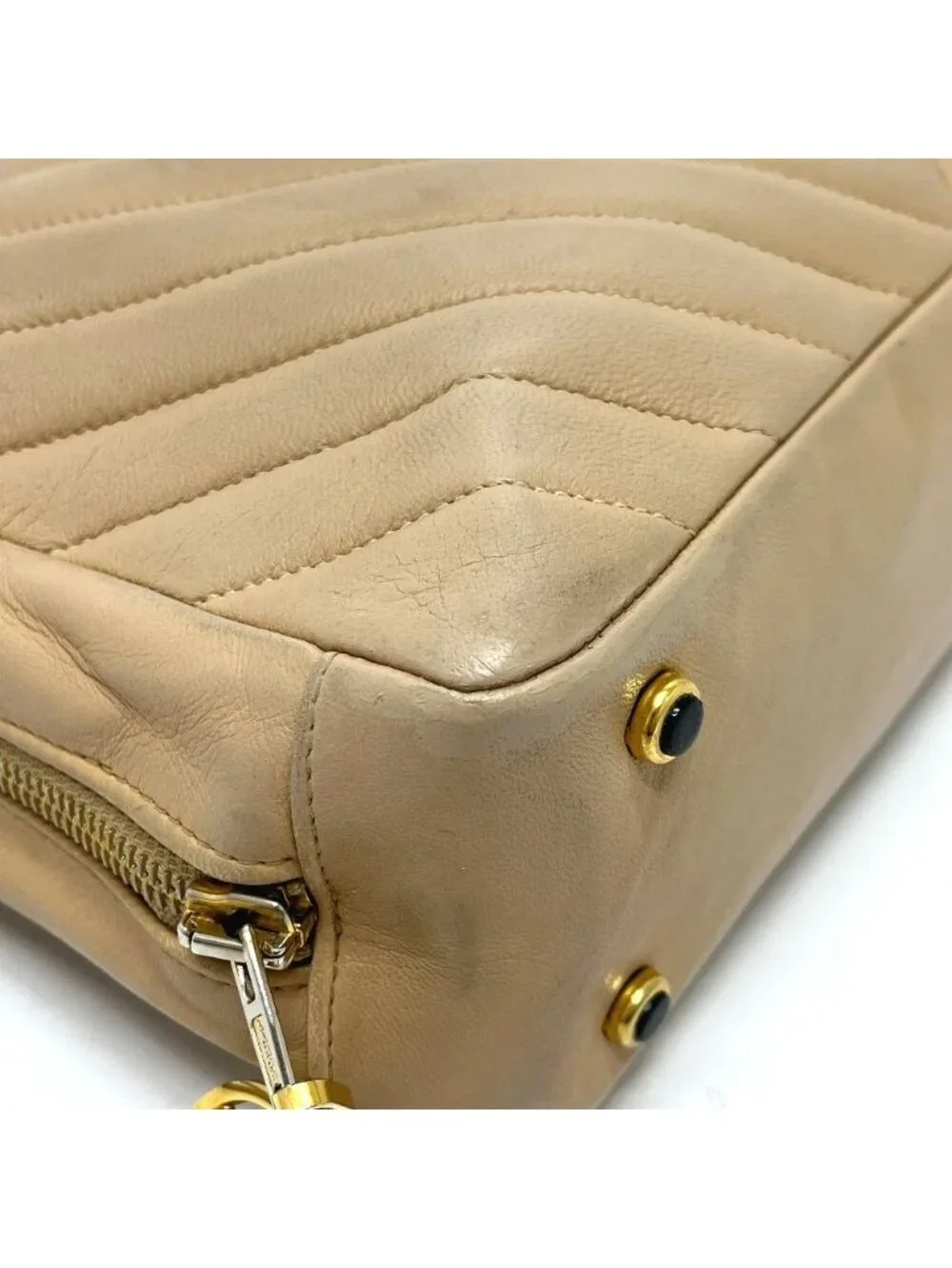Chanel Handbag Stitch Chez Blanc Lambskin Beige